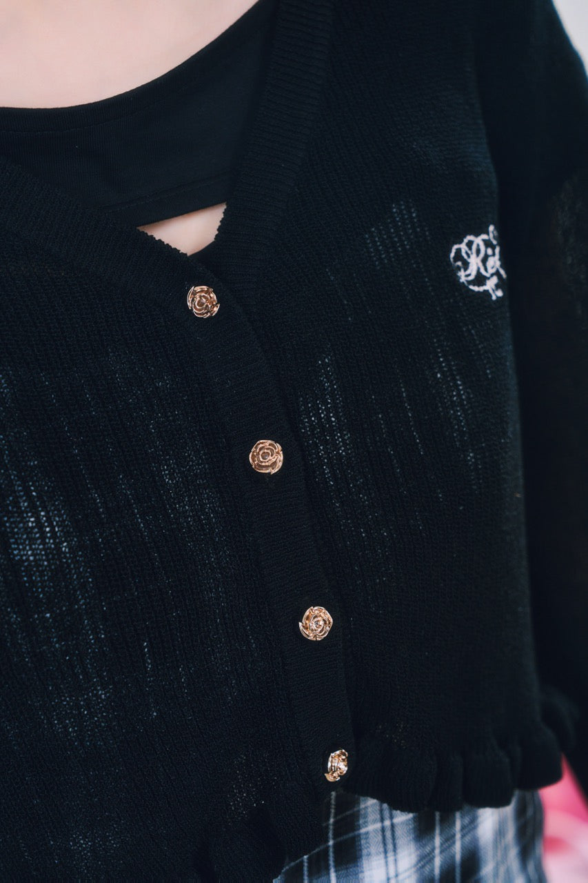 ロゴ刺繍カーディガン