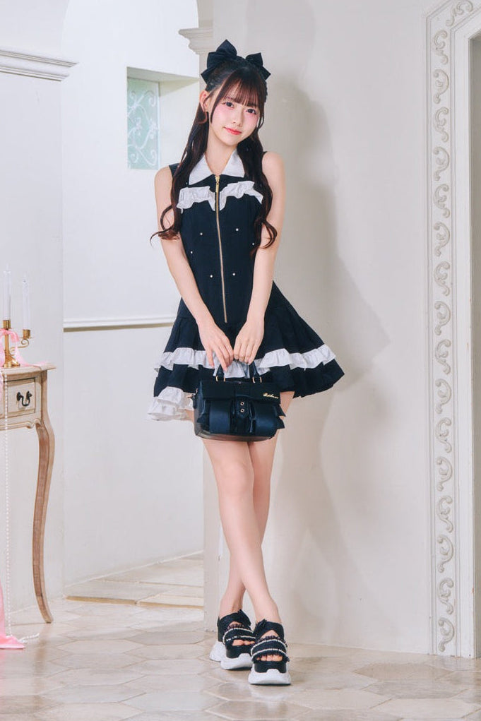 ReAmour リアムール ナイロンビジューワンピ ブラック ナイロンビジューワンピ – ReAmour