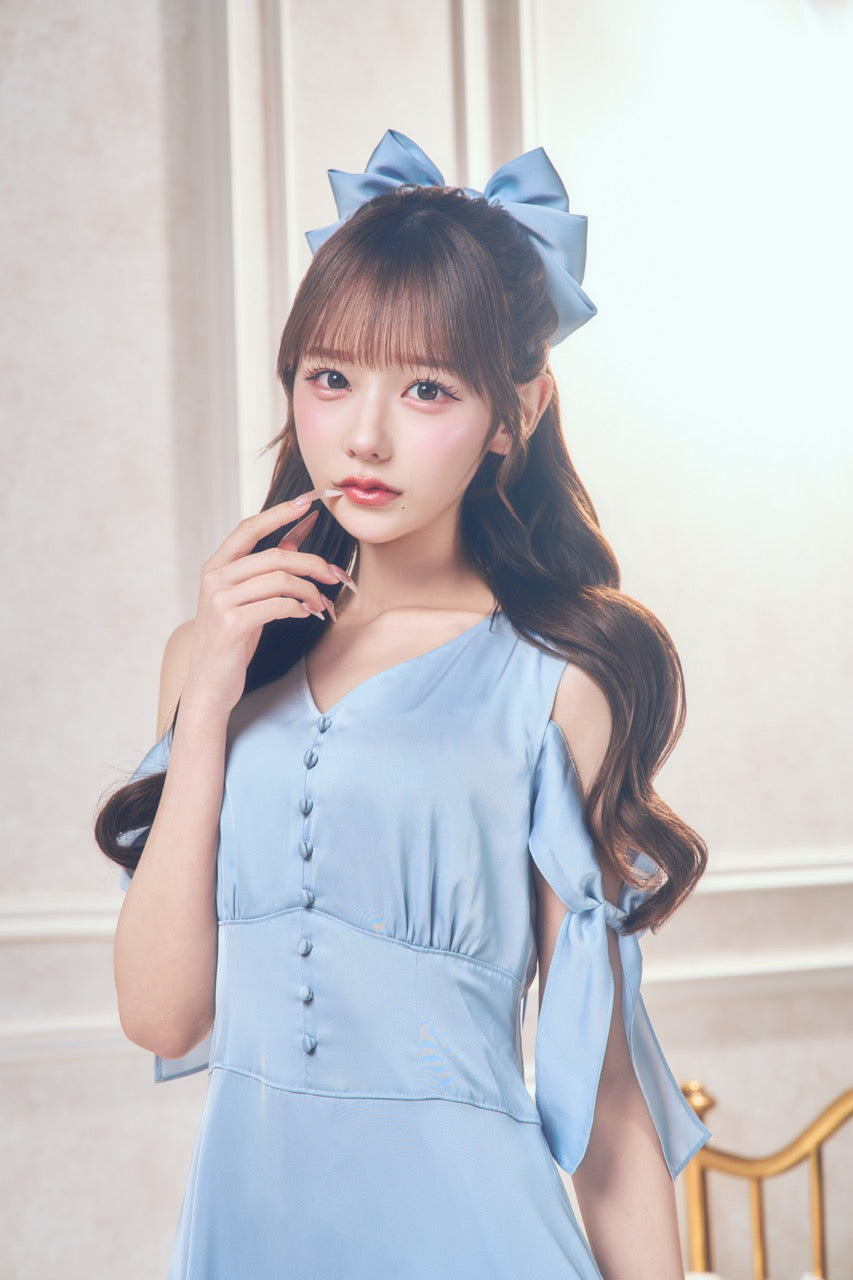【予約商品】サテンスリットロングワンピ