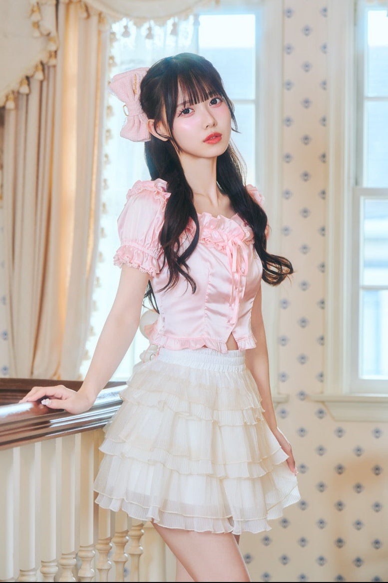 オフショルリボントップス