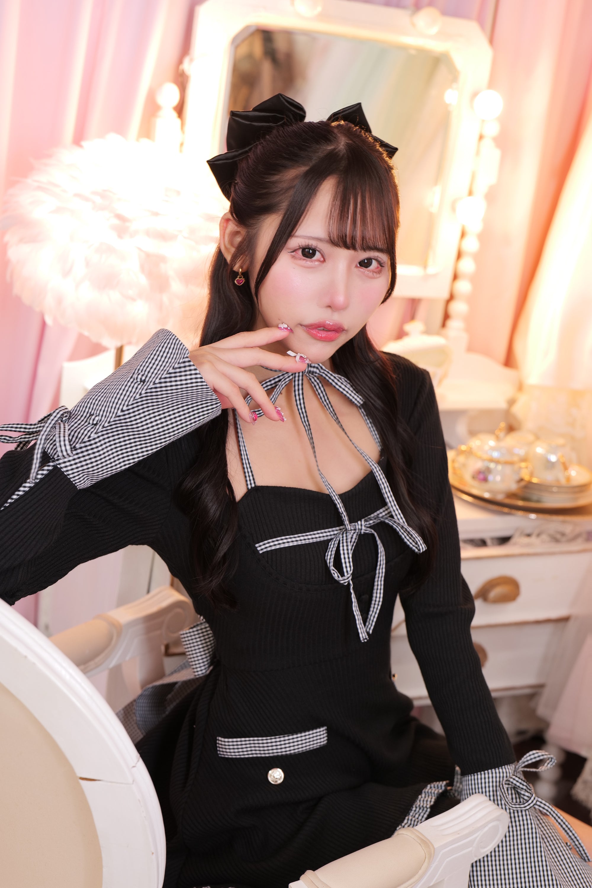 配色レイヤードワンピ