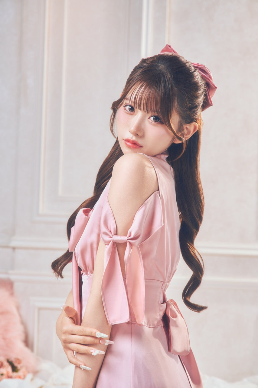 【予約商品】サテンスリットロングワンピ