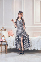【予約商品】サテンスリットロングワンピ