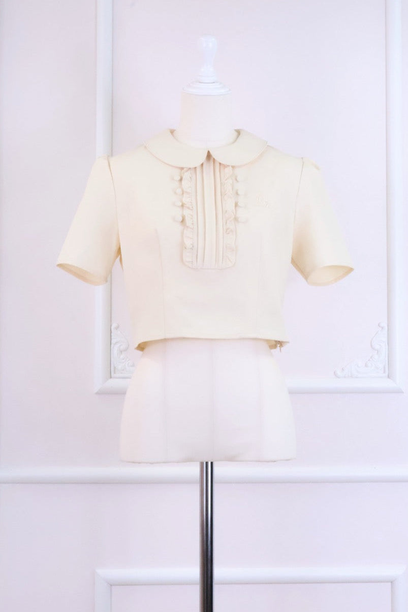 【予約商品】ピンタックロゴ刺繍トップス