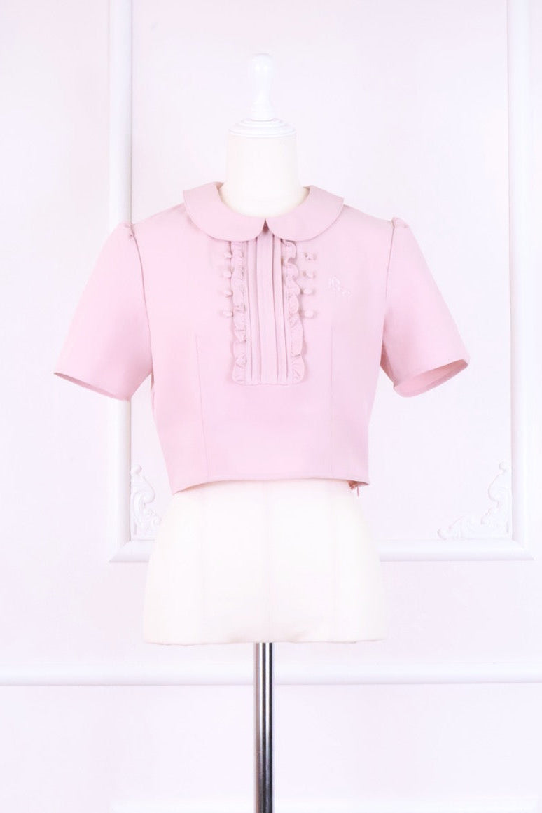 【予約商品】ピンタックロゴ刺繍トップス