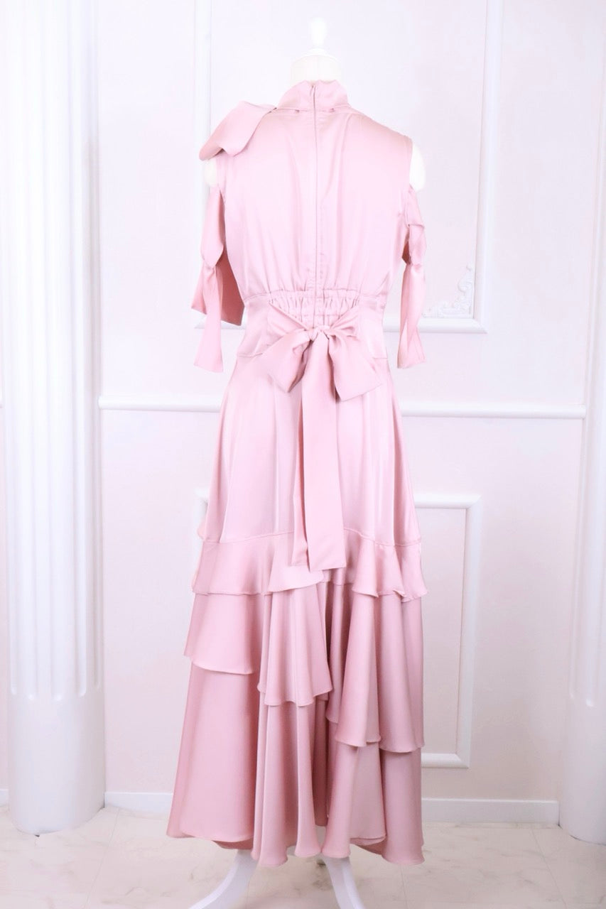 【予約商品】サテンスリットロングワンピ