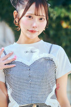 ハート刺繍チビT