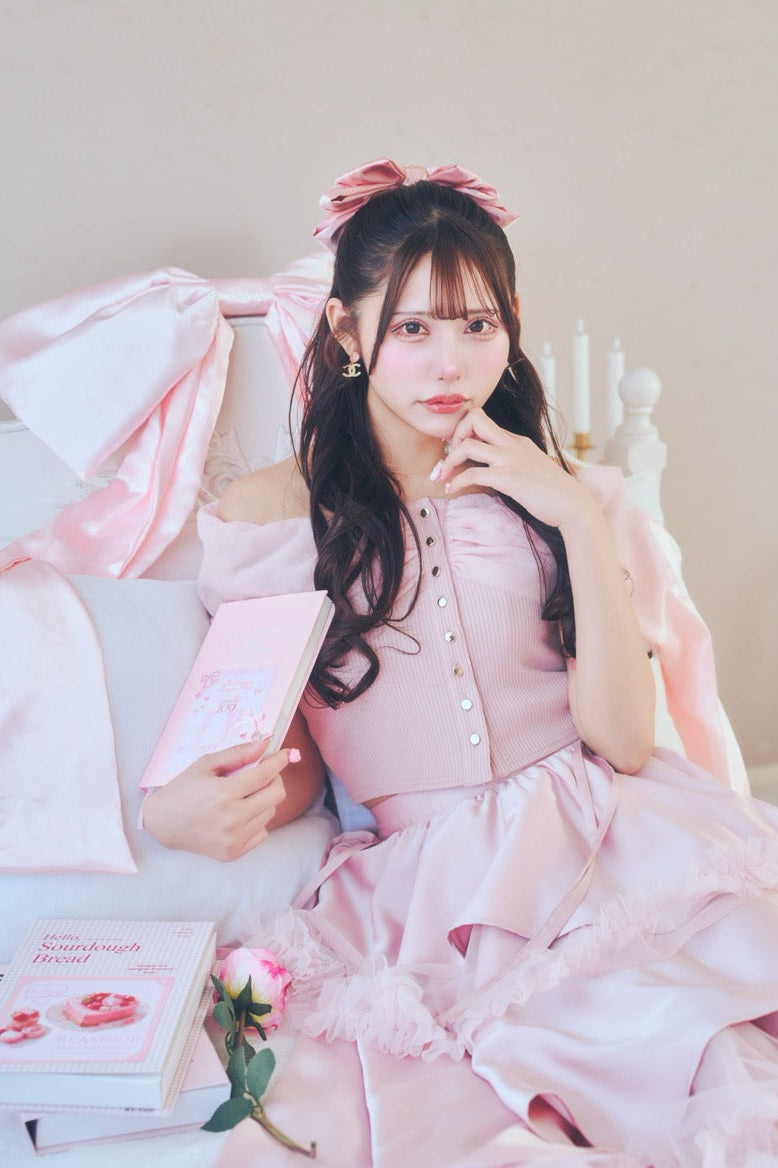 チュールオフショルトップス