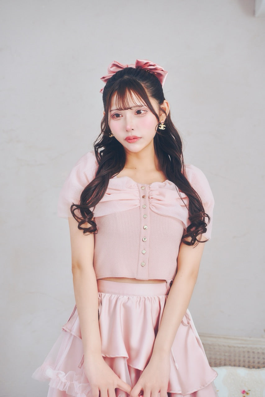 チュールオフショルトップス