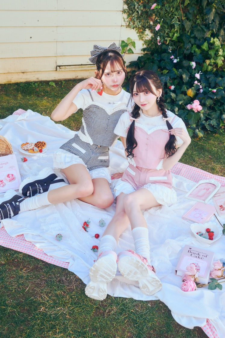◎ハンドメイドビスチェ◎フリルビスチェ◎pink♡ ハートフリルビスチェ – ReAmour