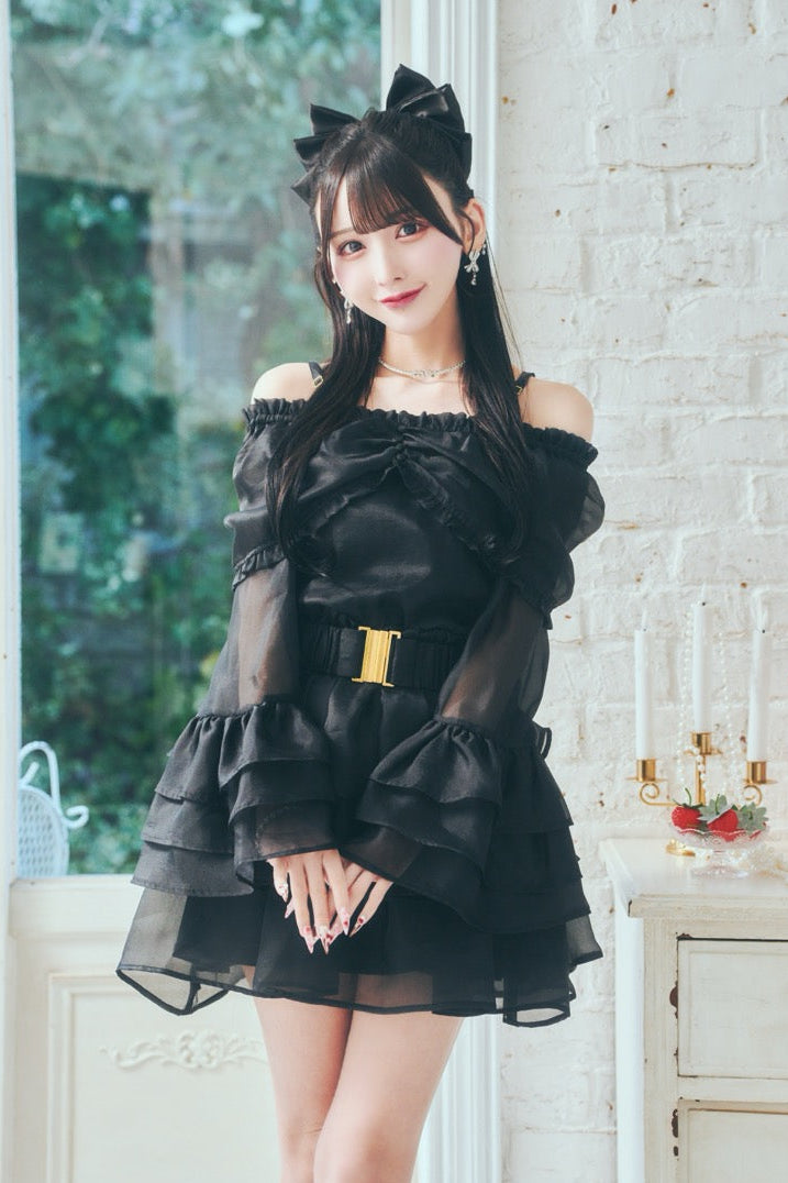 オフショルシースルーワンピ