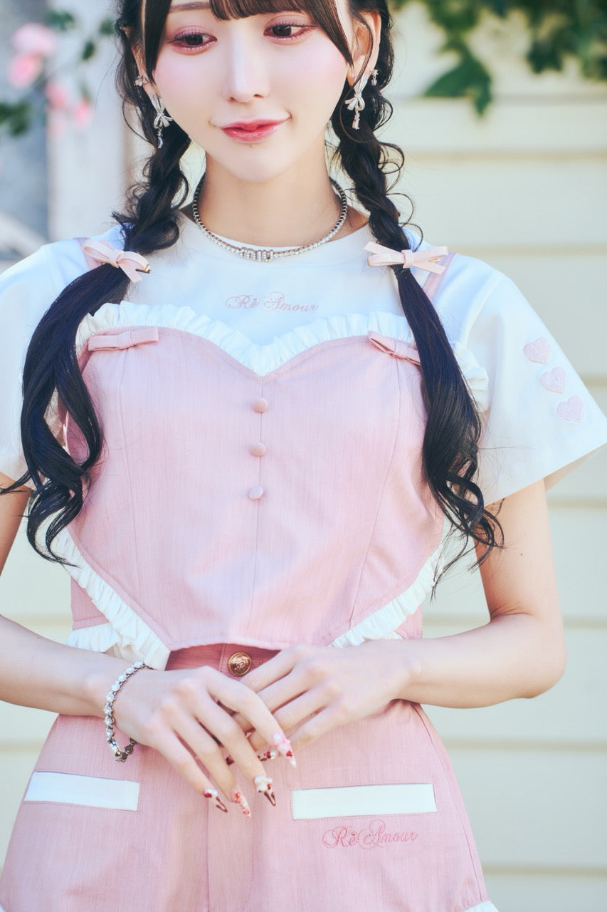 ハート刺繍チビT