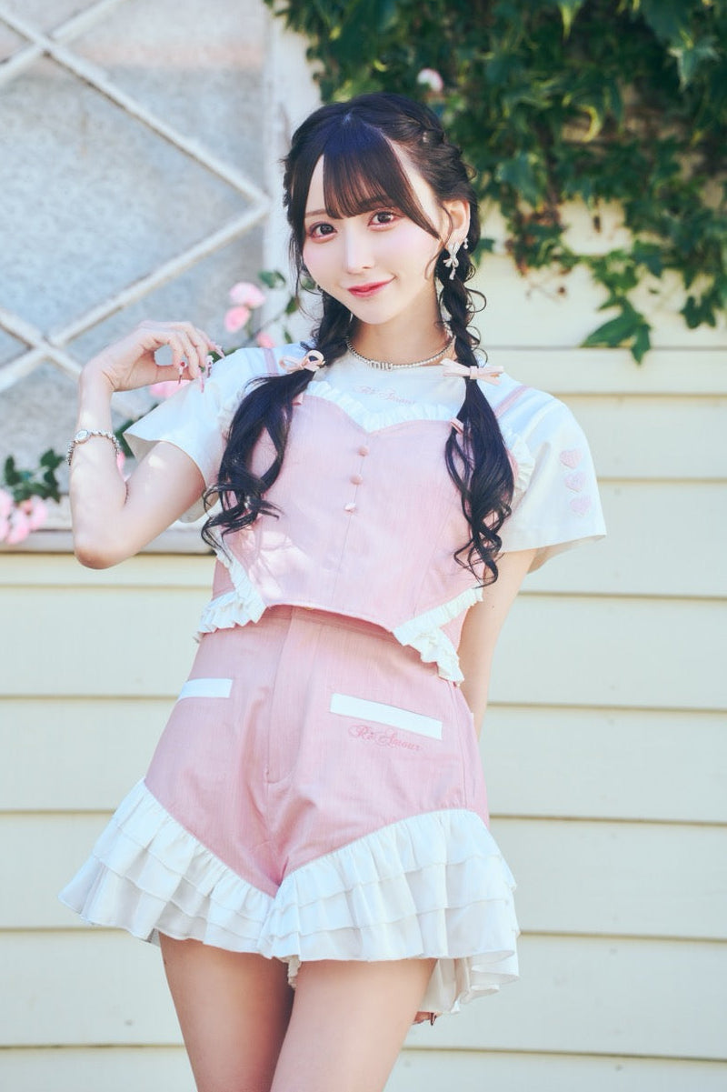 ハート刺繍チビT