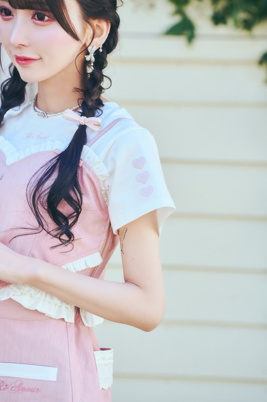 ハート刺繍チビT