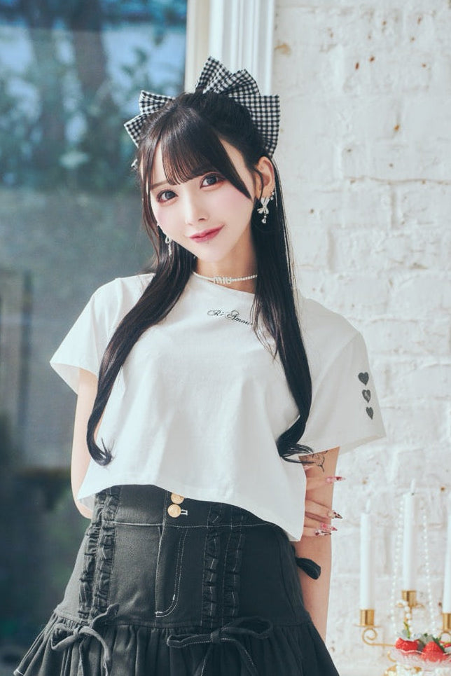 ハート刺繍チビT