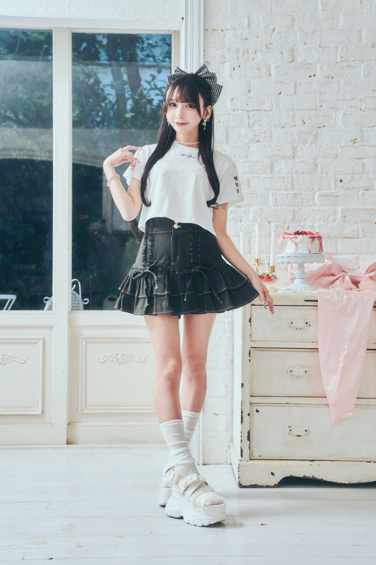 ハート刺繍チビT