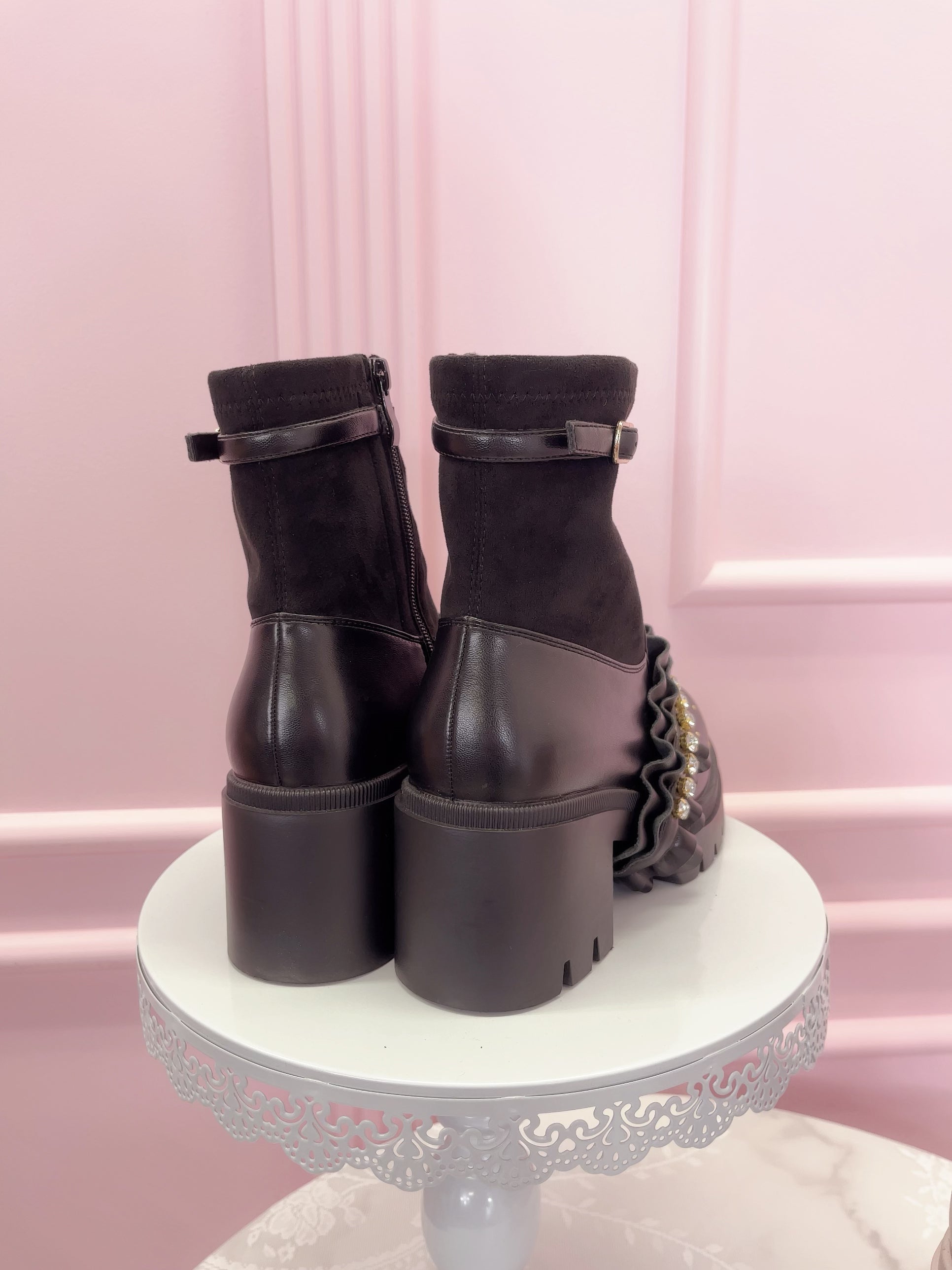 フリルリボンショートブーツ