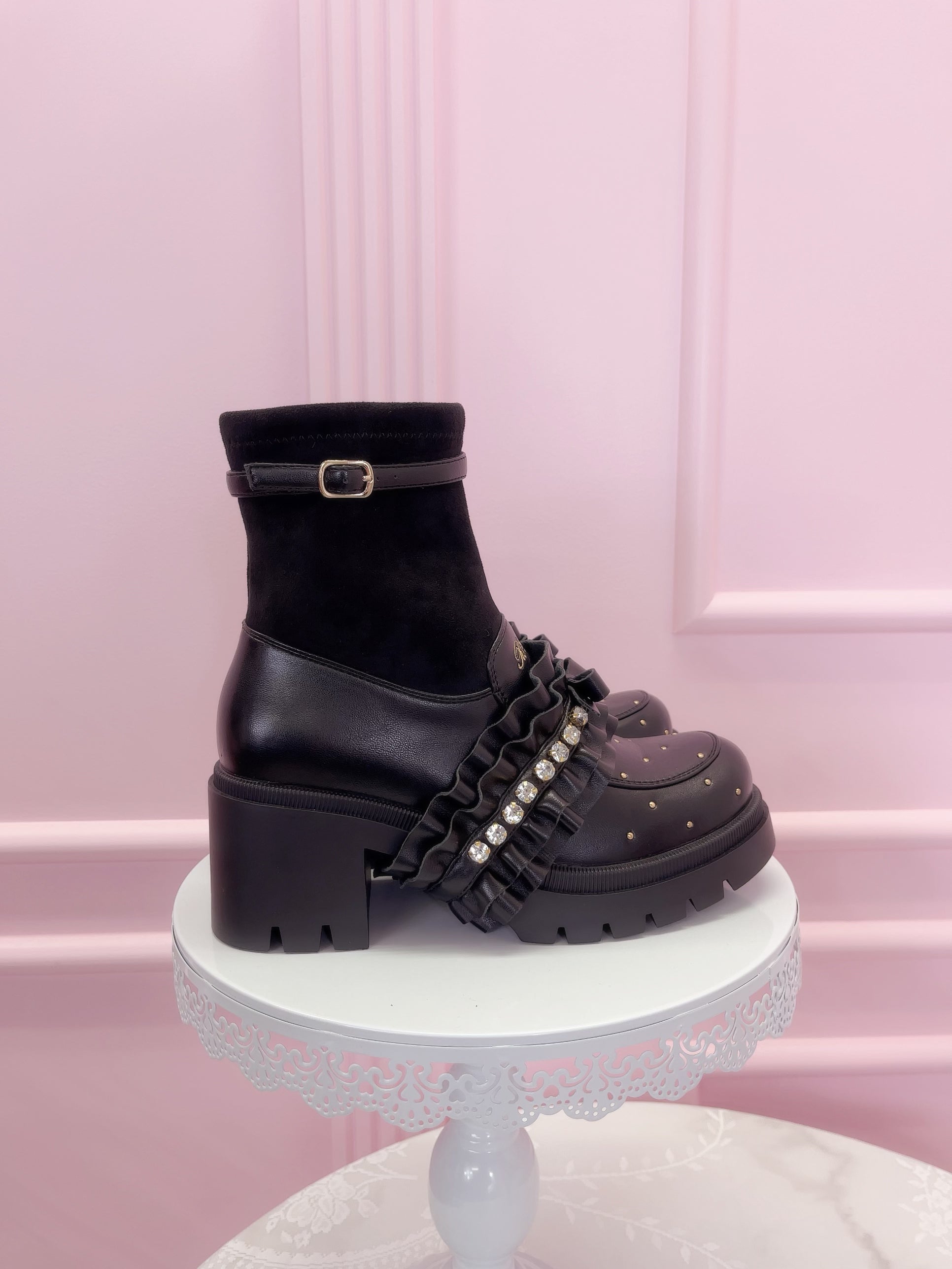 フリルリボンショートブーツ