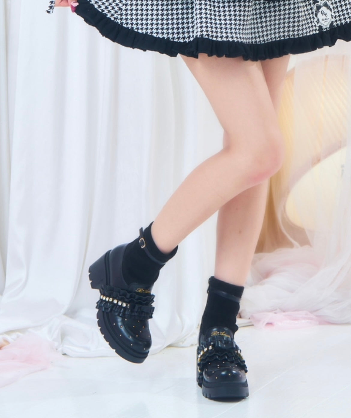 フリルリボンショートブーツ