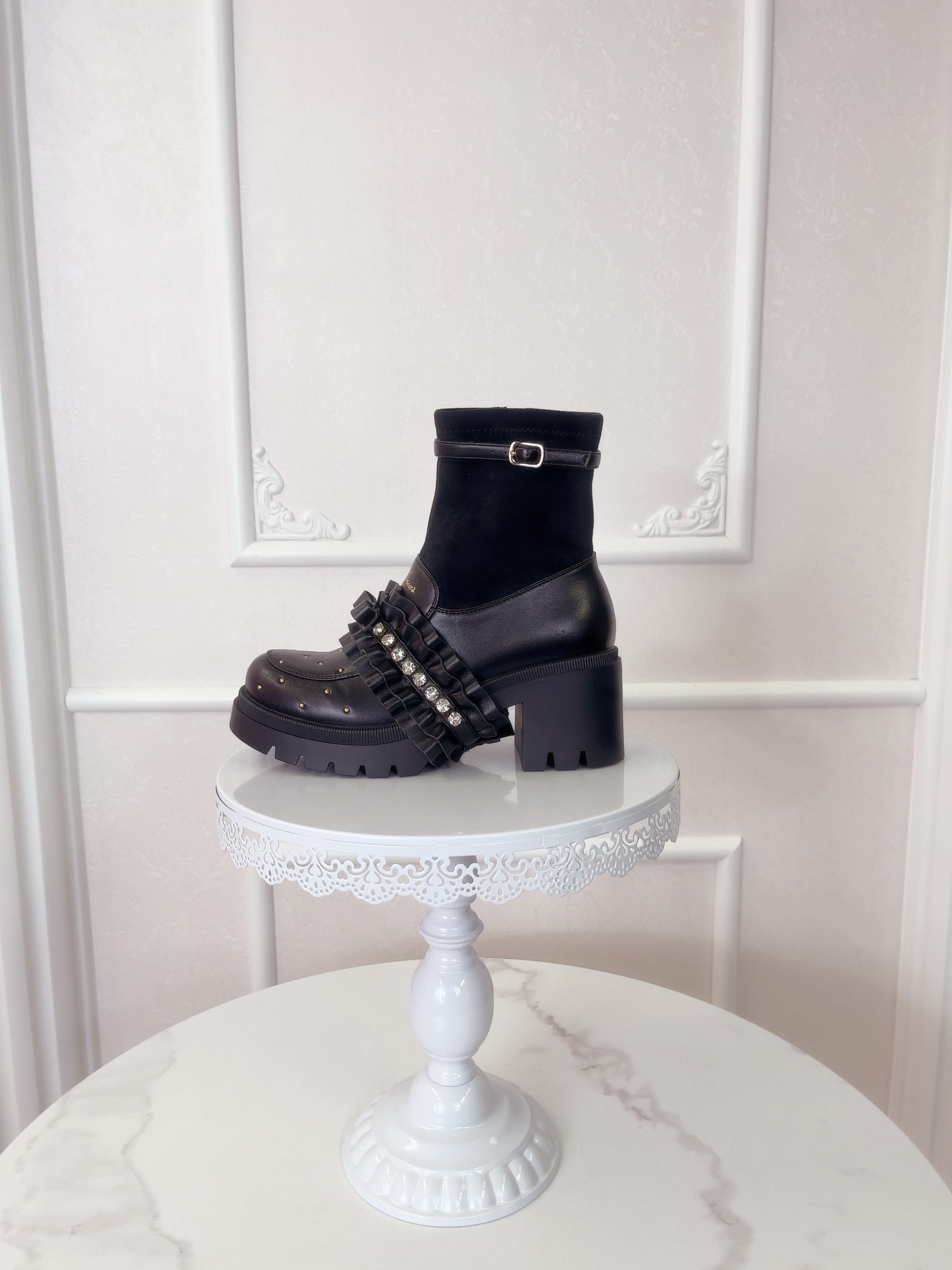 フリルリボンショートブーツ