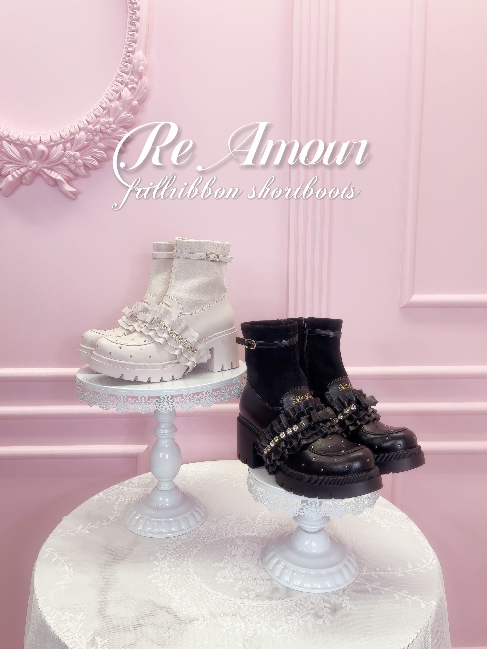 フリルリボンショートブーツ