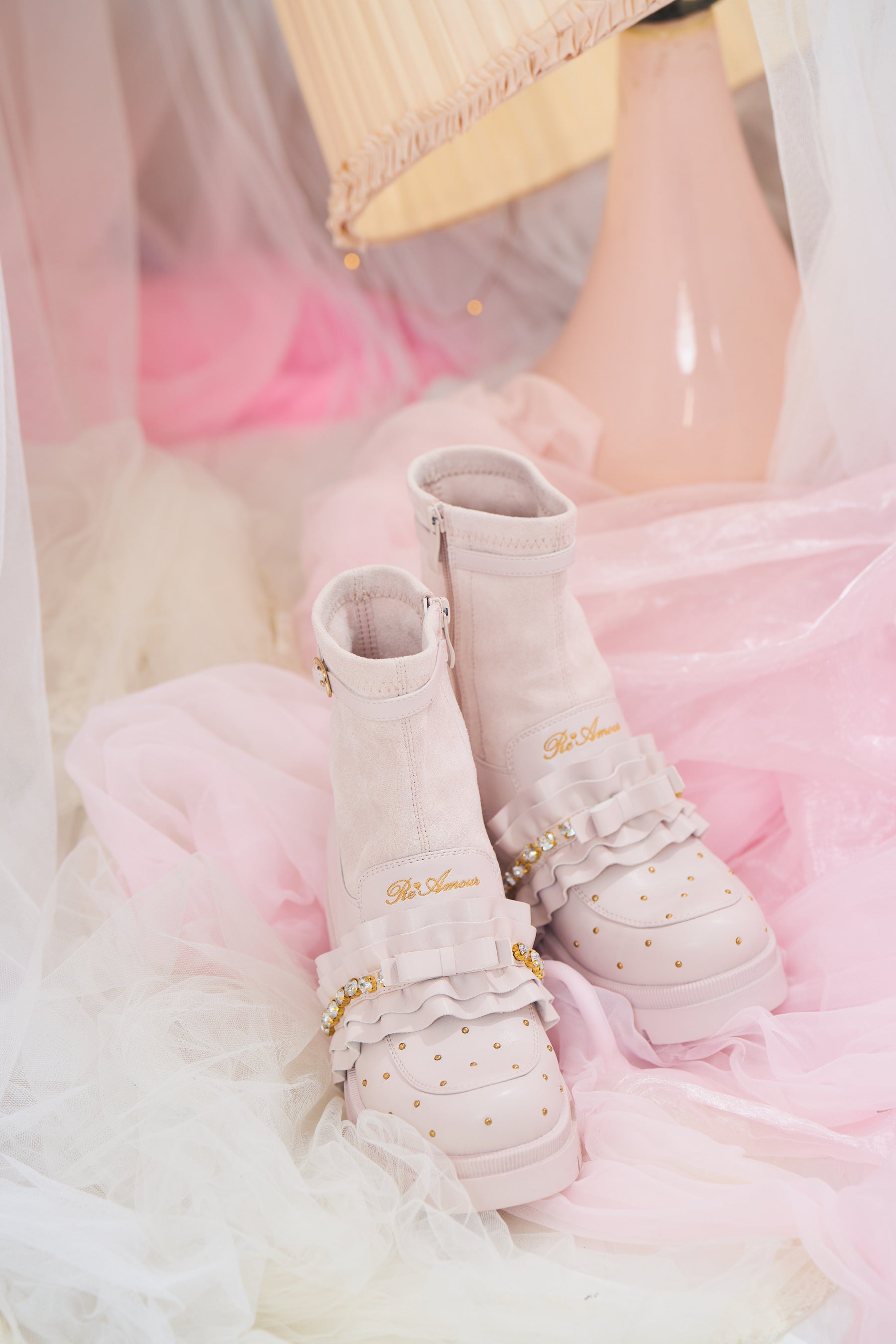 フリルリボンショートブーツ