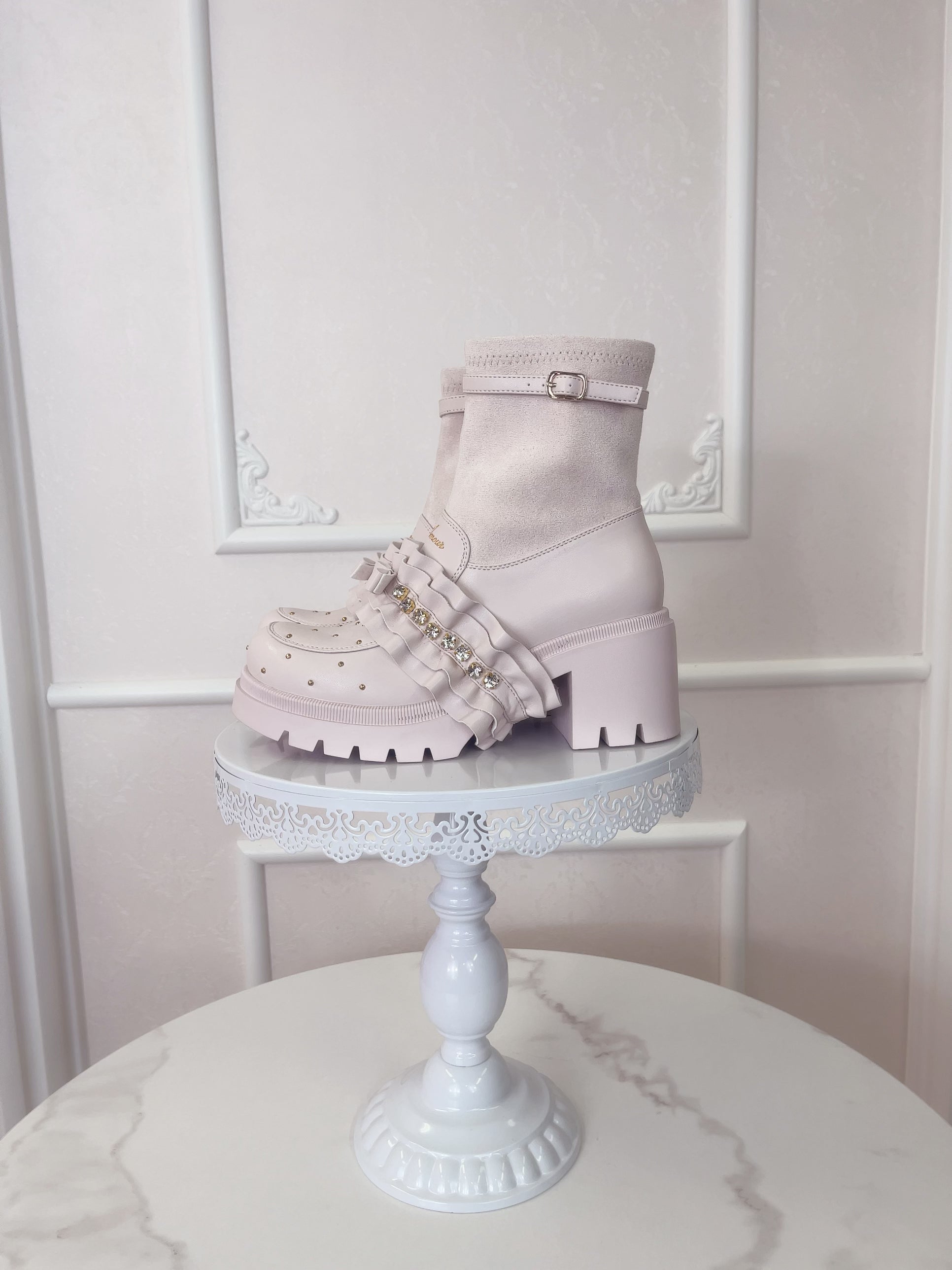 フリルリボンショートブーツ