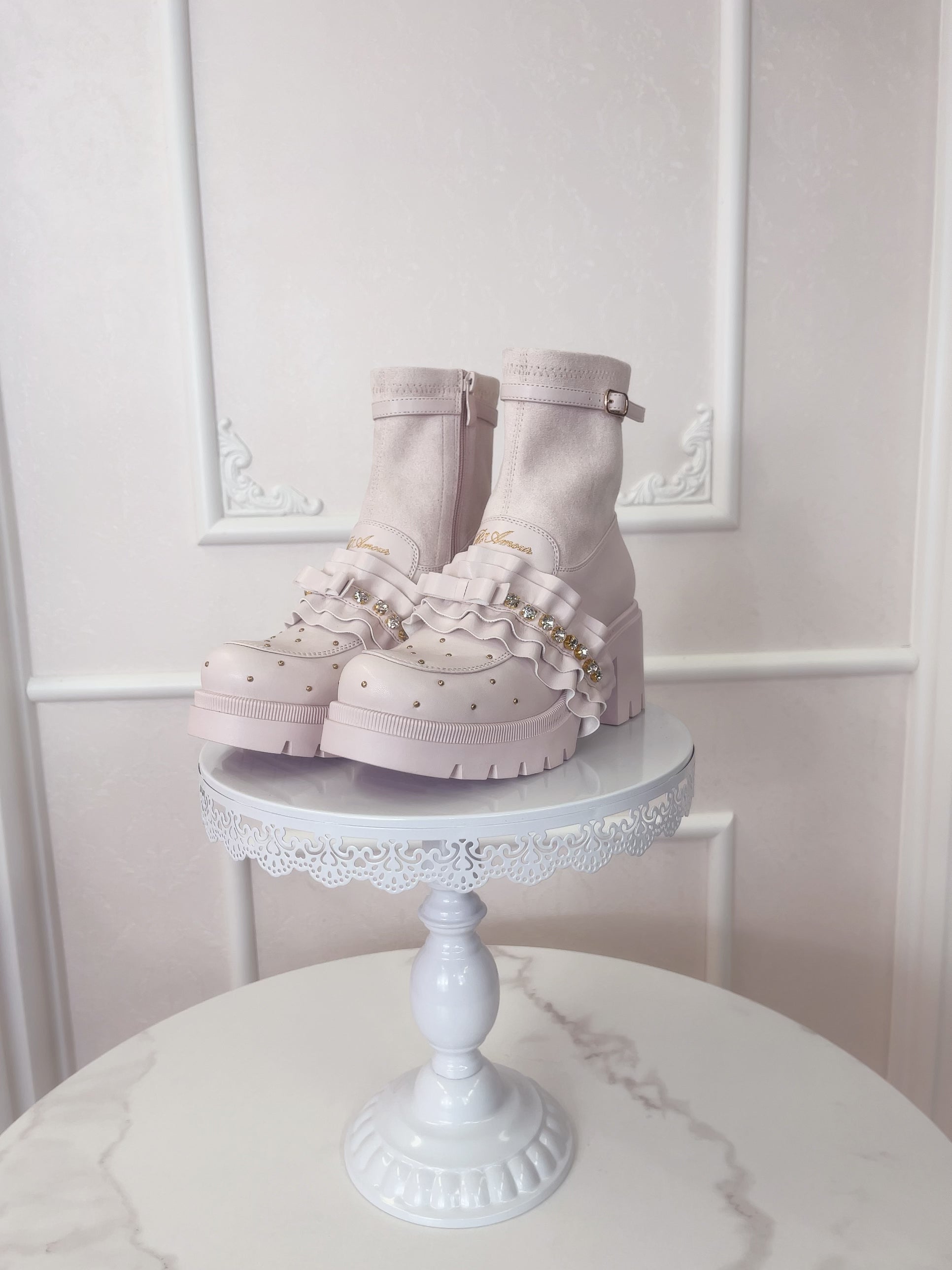 フリルリボンショートブーツ