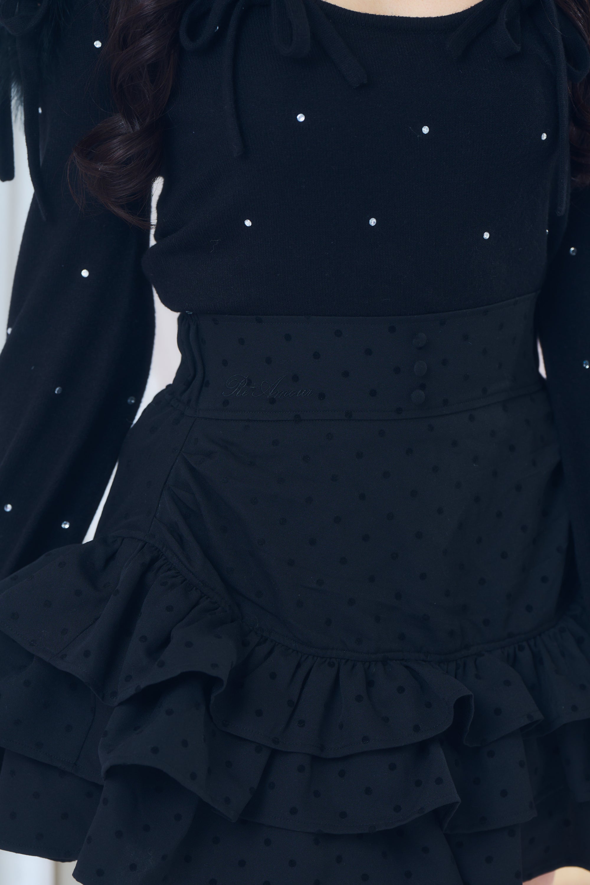 ビジューリボンニット