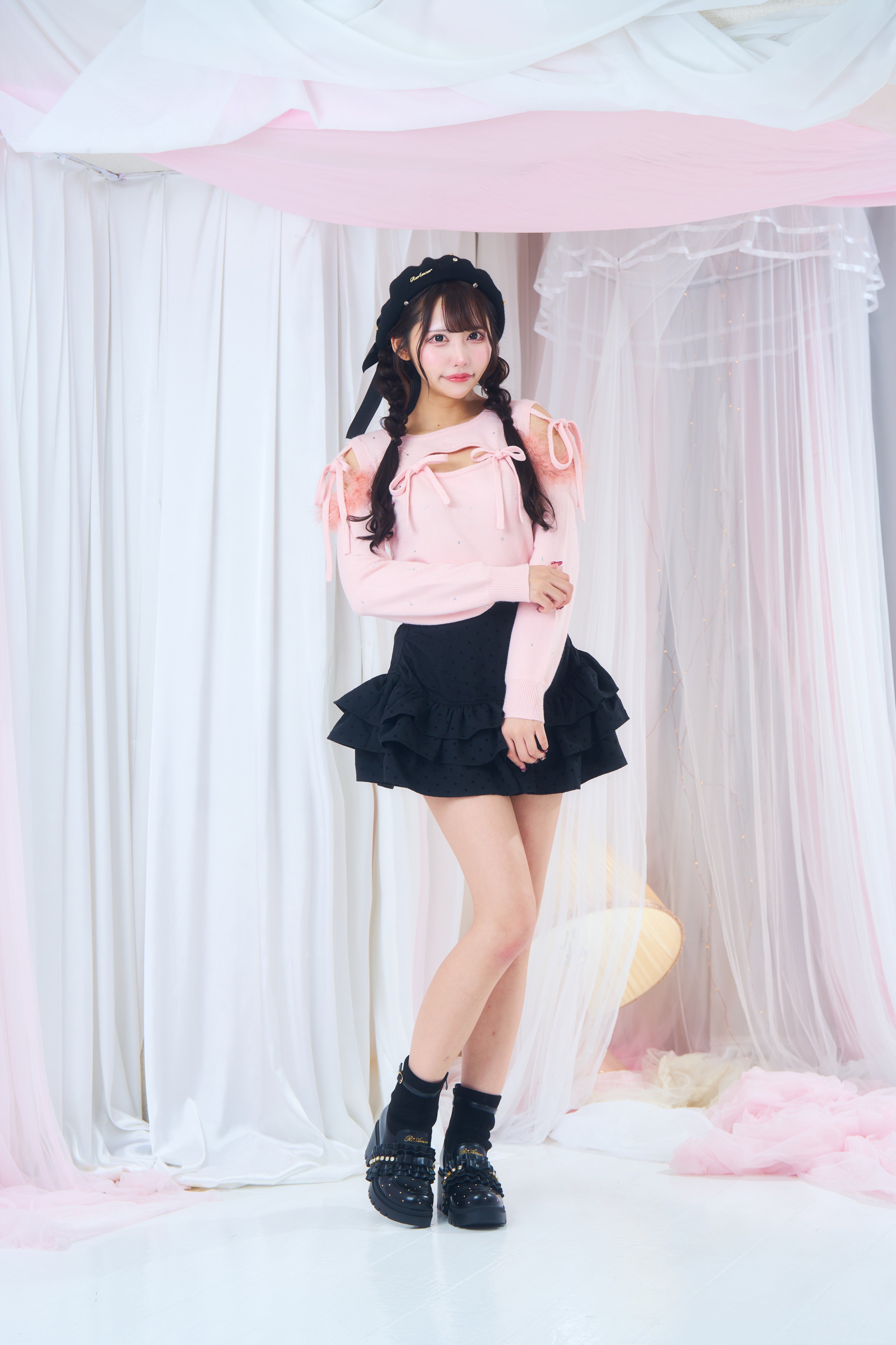 MA＊RSSugar Gloss レースティアードスカート ブラック ピンク フリルティアードスカート – ReAmour