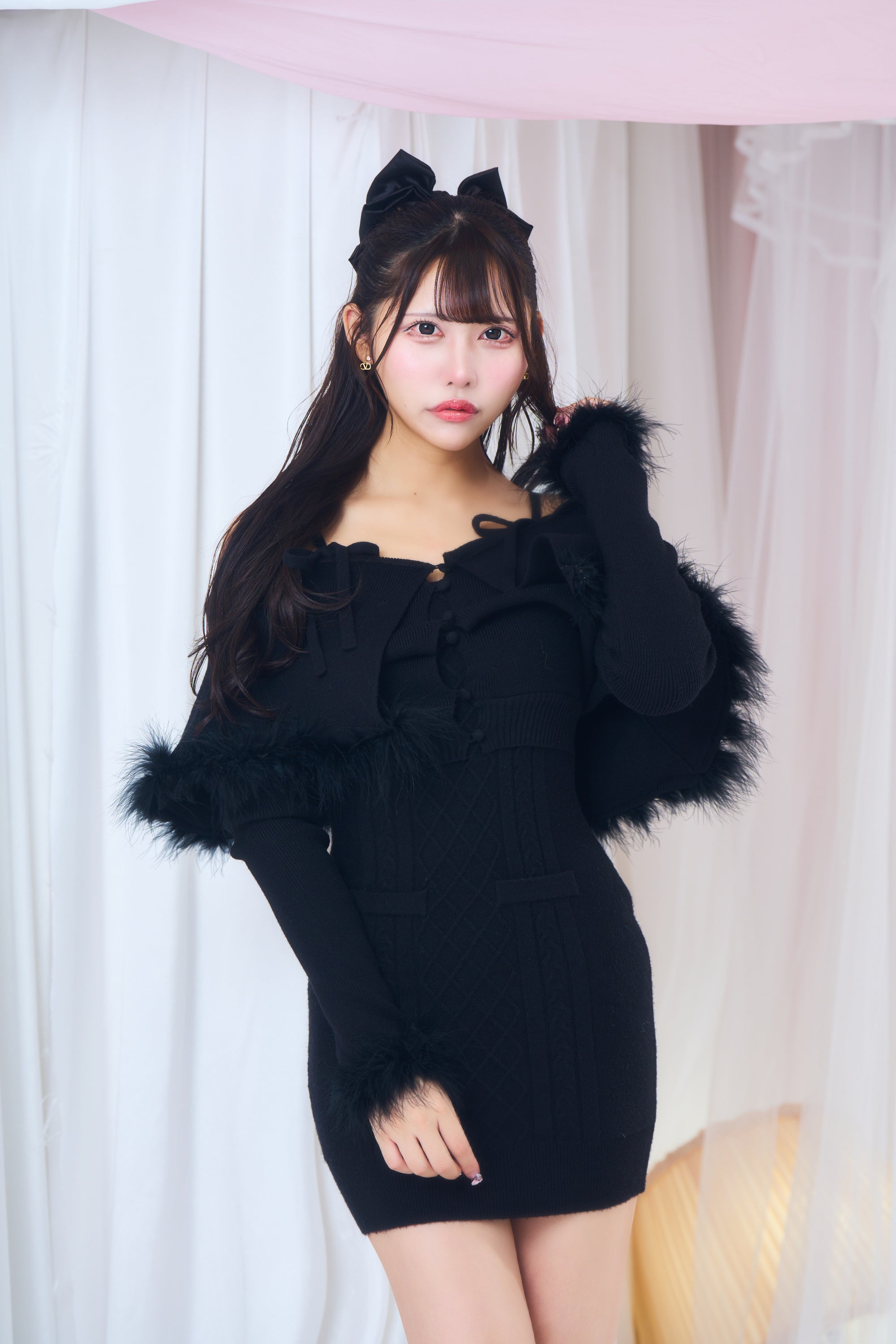 オフショルニットワンピ