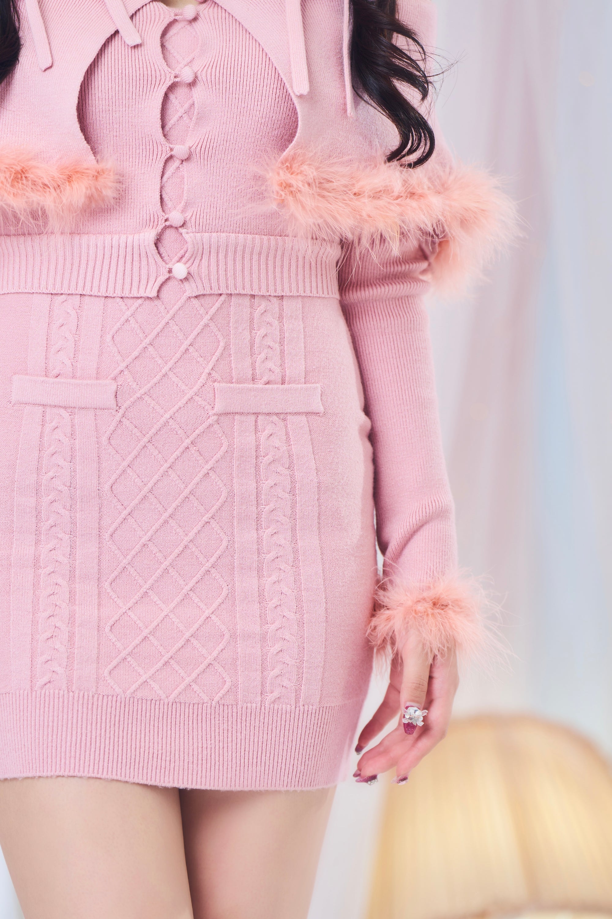 オフショルニットワンピ