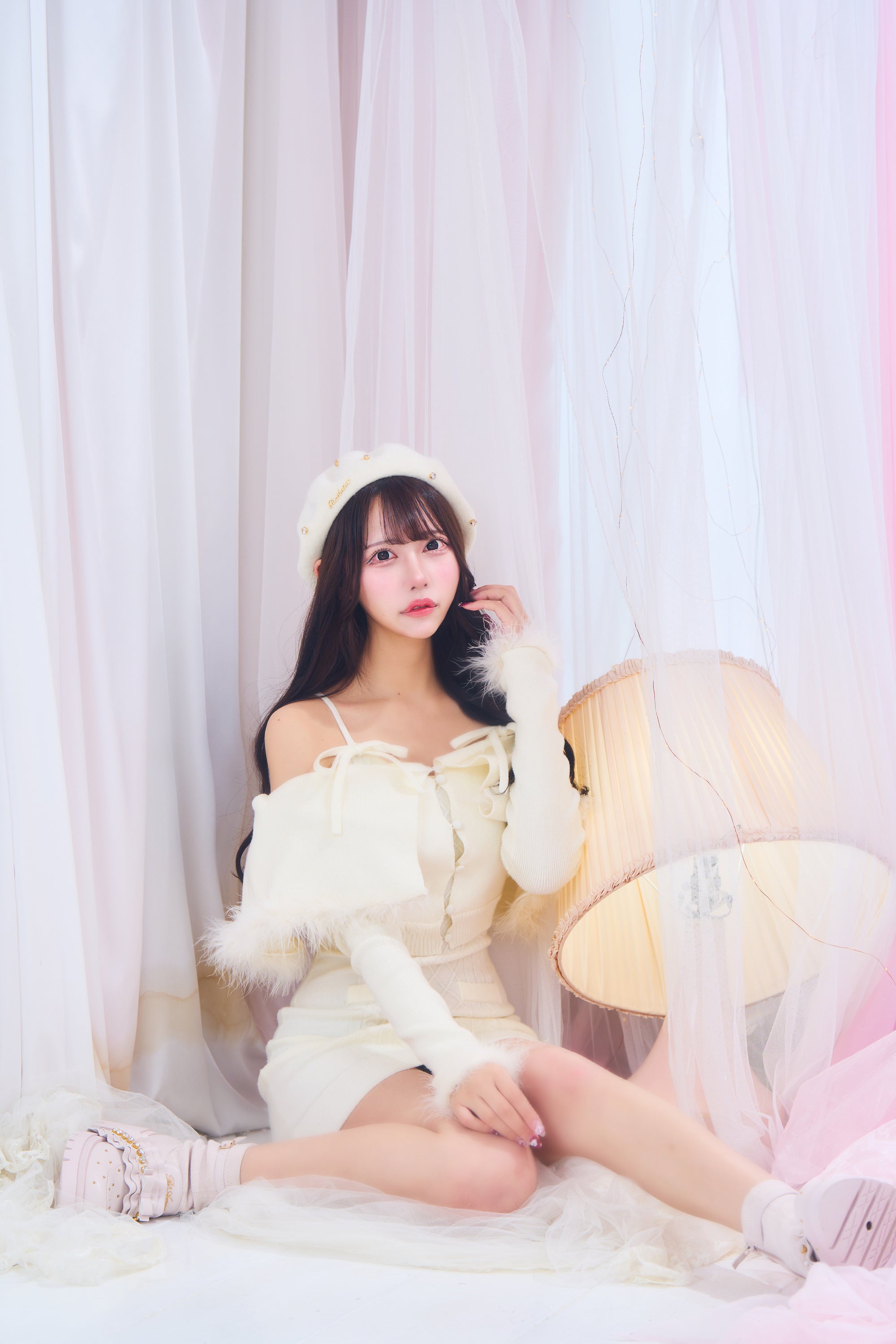 オフショルニットワンピ